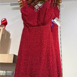 Windsor Red Beaded Prom Dress